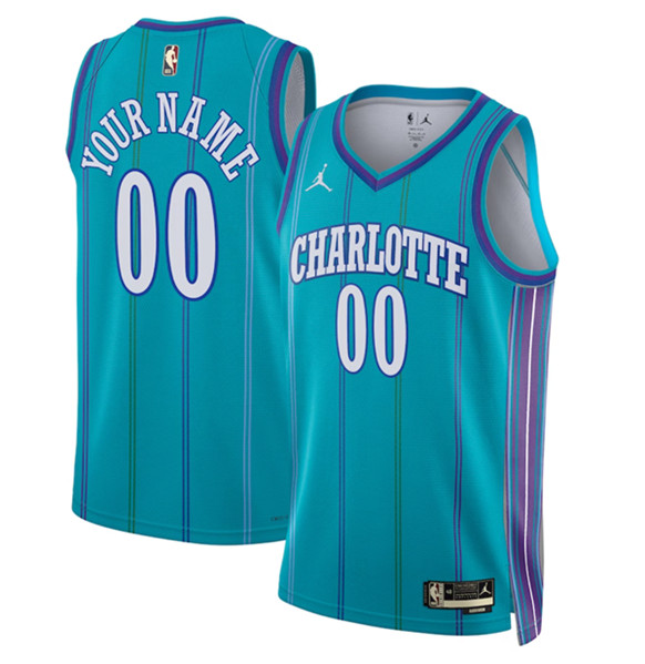 Mens Charlotte Hornets Active Player Custom Teal 2023-24 Classic Edition Stitched Basketball Jersey